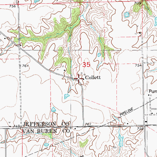 Topographic Map of Collett, IA