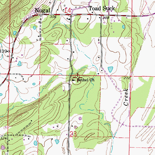 Topographic Map of Bethel Church, AR