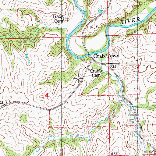 Topographic Map of Crab Town, IA