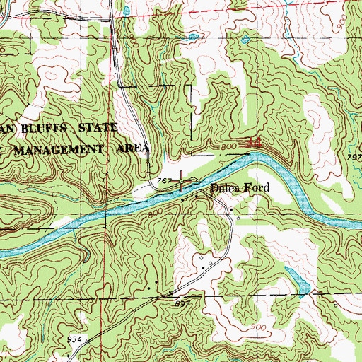 Topographic Map of Dales Ford, IA