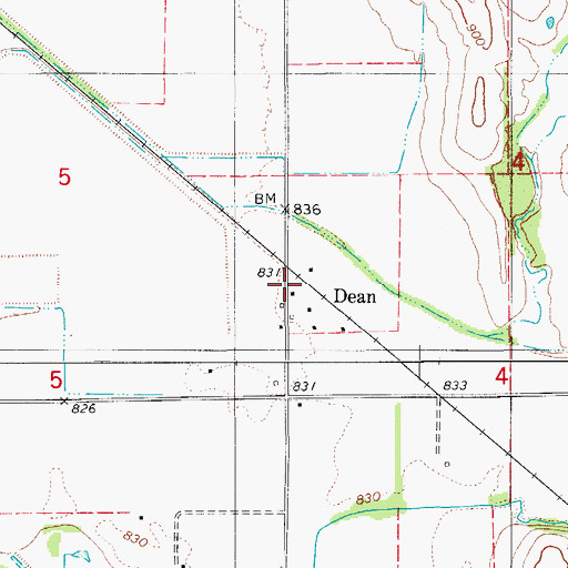Topographic Map of Dean, IA