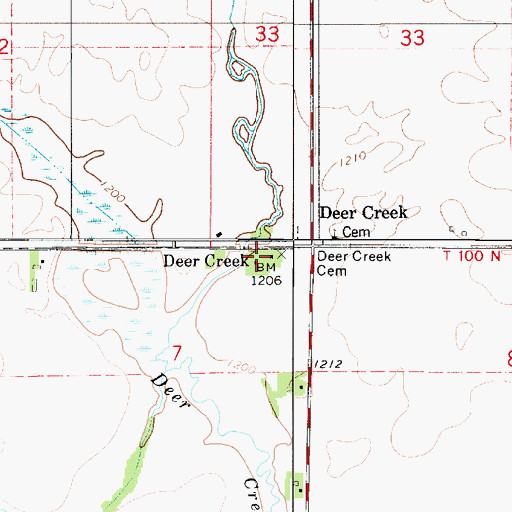 Topographic Map of Deer Creek, IA