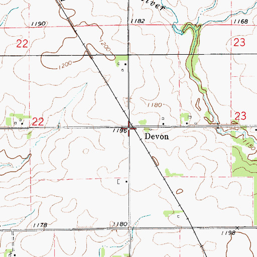 Topographic Map of Devon, IA