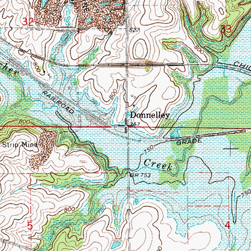 Topographic Map of Donnelley, IA