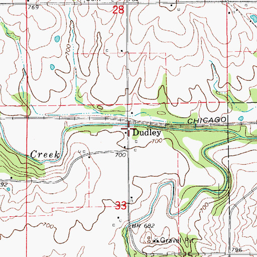 Topographic Map of Dudley, IA