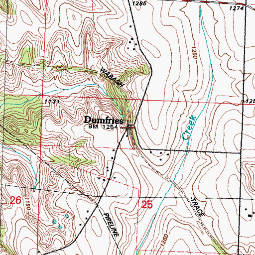 Topographic Map of Dumfries, IA