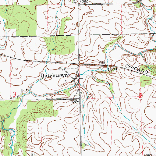 Topographic Map of Dutchtown, IA