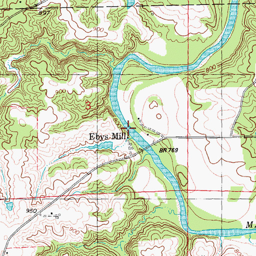 Topographic Map of Ebys Mill, IA