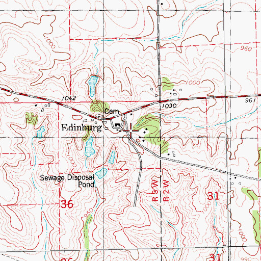 Topographic Map of Edinburg, IA