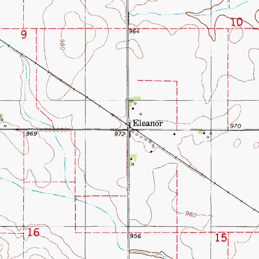 Topographic Map of Eleanor, IA