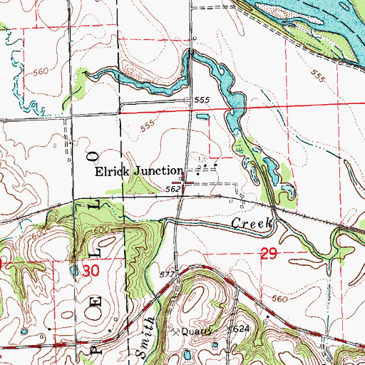 Topographic Map of Elrick Junction, IA