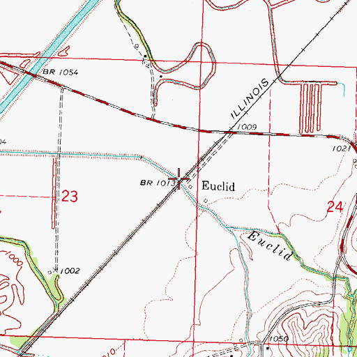 Topographic Map of Euclid, IA