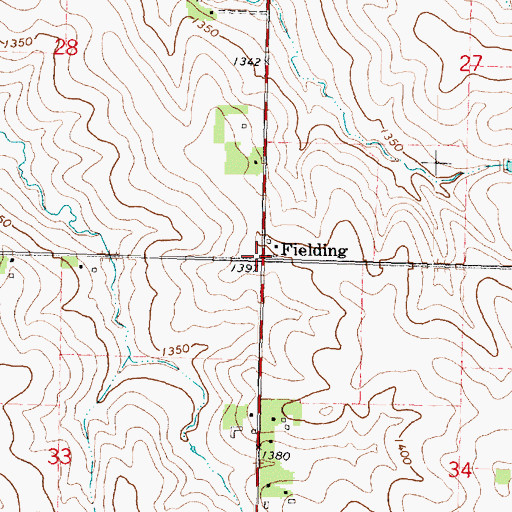 Topographic Map of Fielding, IA