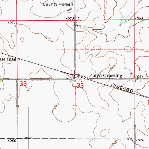 Topographic Map of Floyd Crossing, IA