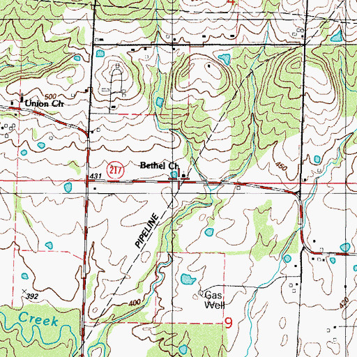 Topographic Map of Bethel Church, AR