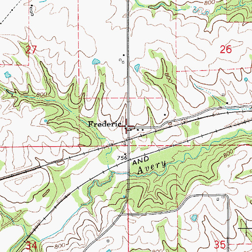 Topographic Map of Frederic, IA