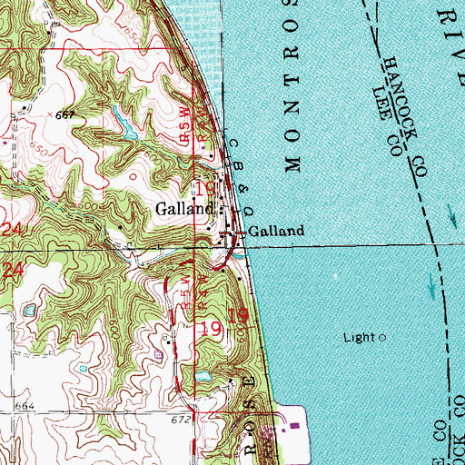 Topographic Map of Galland, IA