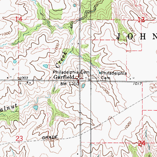 Topographic Map of Garfield, IA