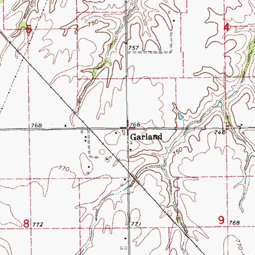 Topographic Map of Garland, IA