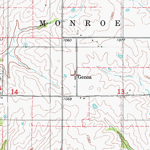 Topographic Map of Genoa, IA