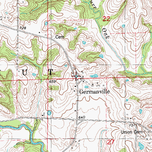 Topographic Map of Germanville, IA