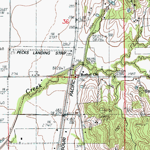 Topographic Map of Bethel Church, AR