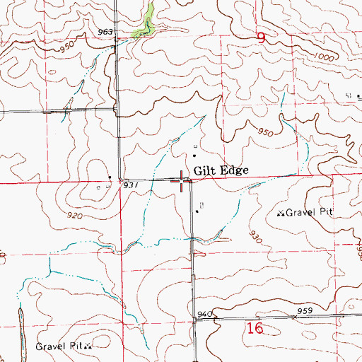 Topographic Map of Gilt Edge, IA
