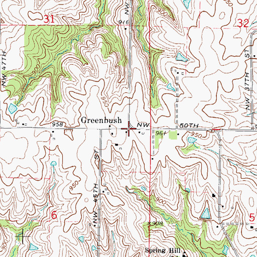 Topographic Map of Greenbush, IA