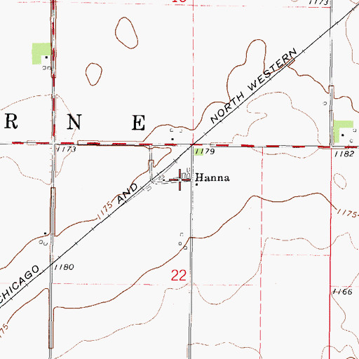 Topographic Map of Hanna, IA