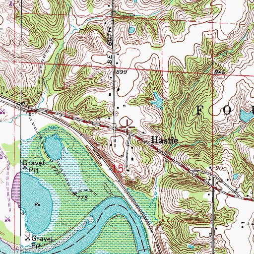 Topographic Map of Hastie, IA