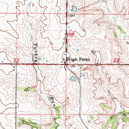 Topographic Map of High Point, IA
