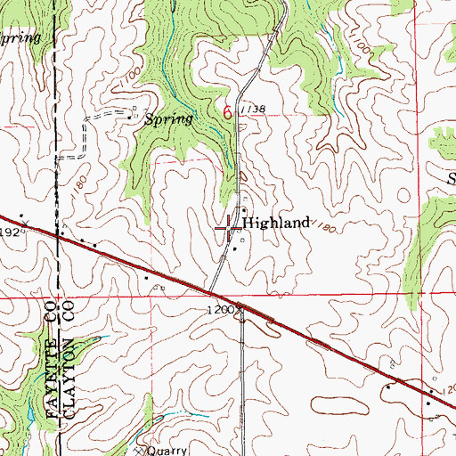 Topographic Map of Highland, IA