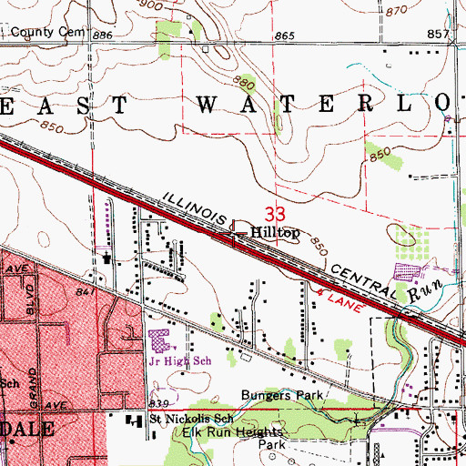 Topographic Map of Hilltop, IA