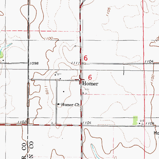 Topographic Map of Homer, IA