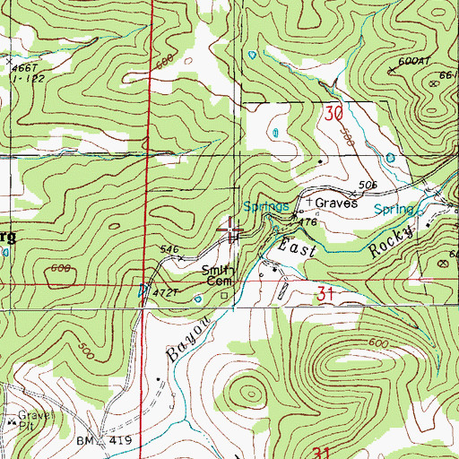 Topographic Map of Bethel Church, AR