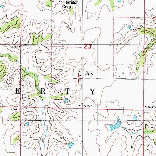 Topographic Map of Jay, IA