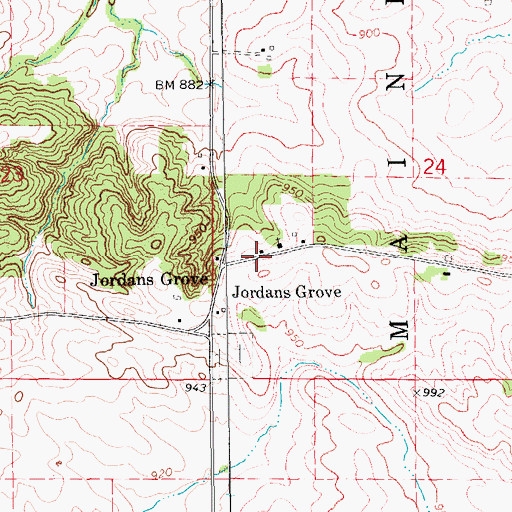 Topographic Map of Jordans Grove, IA