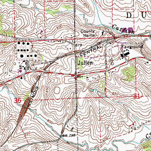 Topographic Map of Julien, IA
