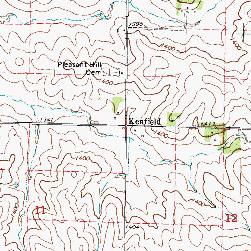 Topographic Map of Kenfield, IA