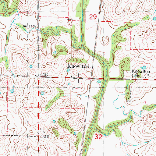 Topographic Map of Knowlton, IA