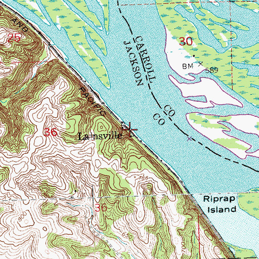 Topographic Map of Lainsville, IA