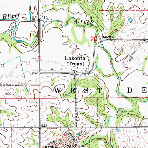 Topographic Map of Lakonta, IA