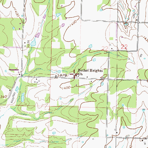 Topographic Map of Bethel Heights Church, AR