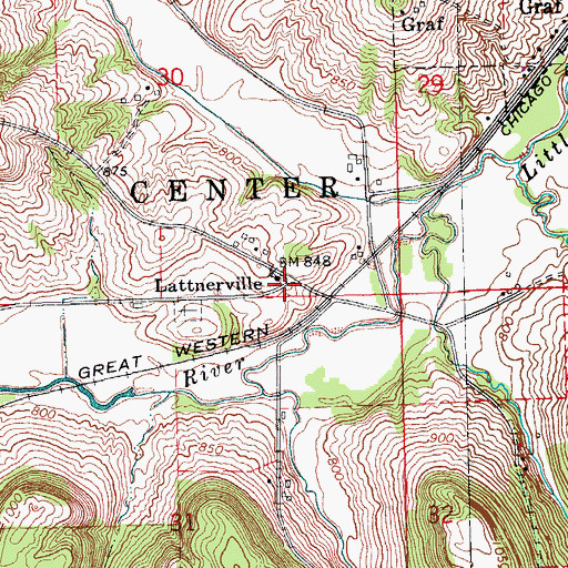 Topographic Map of Lattnerville, IA