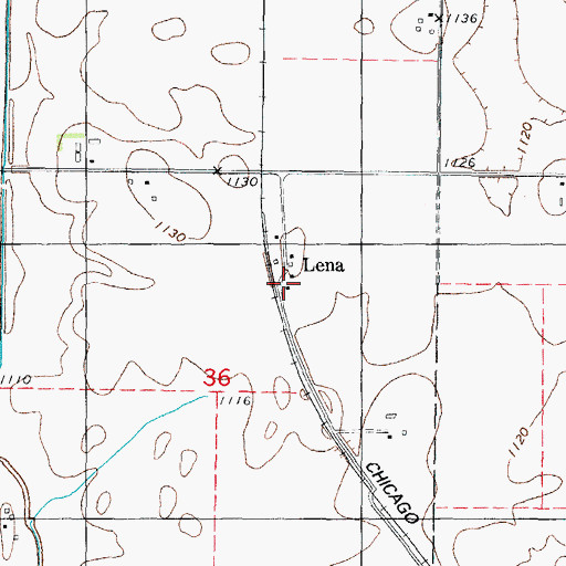 Topographic Map of Lena, IA