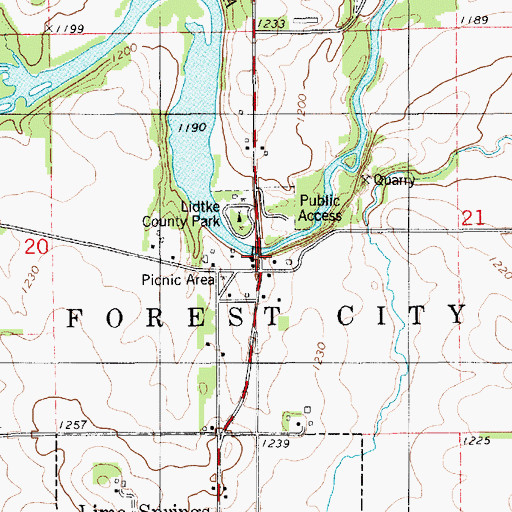 Topographic Map of Lidtke Mill, IA