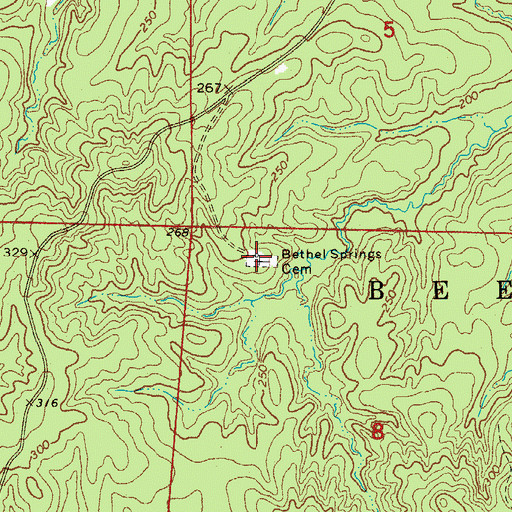 Topographic Map of Bethel Springs Cemetery, AR