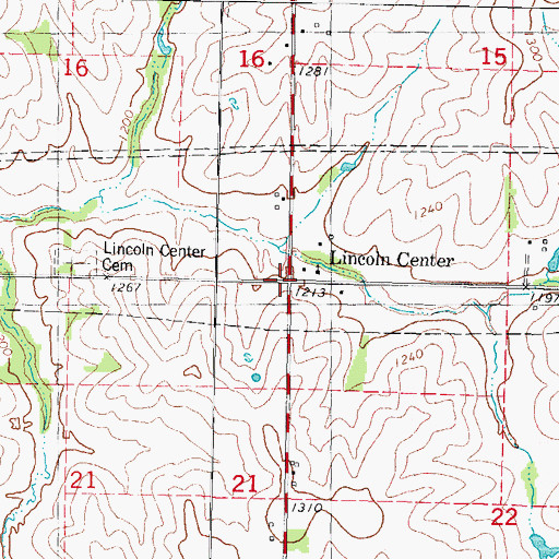 Topographic Map of Lincoln Center, IA