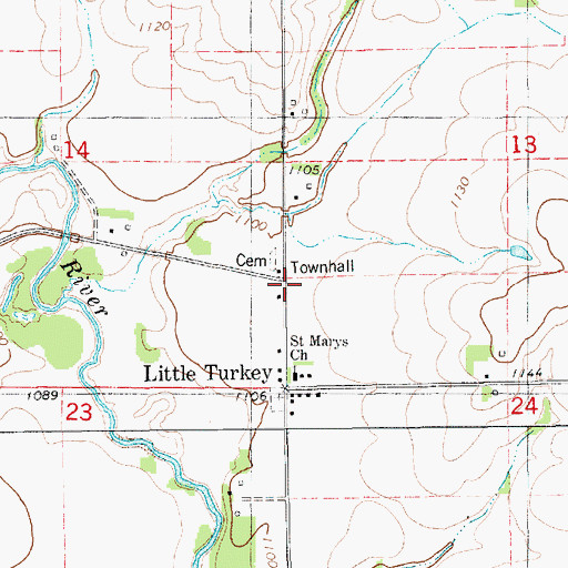 Topographic Map of Little Turkey, IA