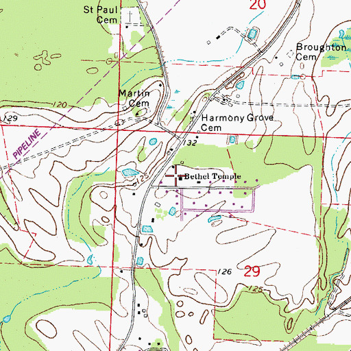 Topographic Map of Bethel Temple, AR